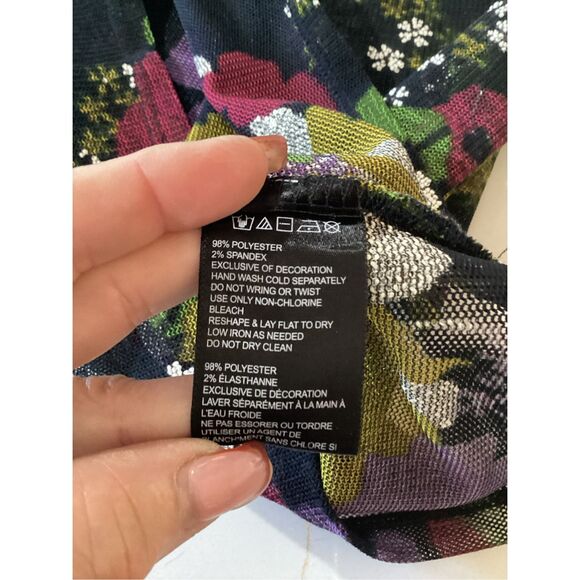 Urban Outfitters Paradise Black Floral Mesh Top Sz M Stretch - Picture 7 of 8